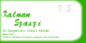 kalman szaszi business card